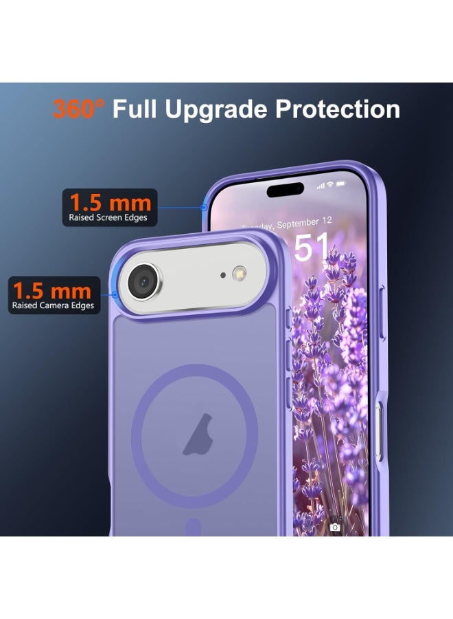 أكاليكس جراب مغناطيسي لهاتف آيفون 17 إير [مقاوم للصدمات ونحيف] غطاء خلفي صلب شفاف غير لامع مع حماية عالية الجودة | بنفسجي فاتح - Image 2